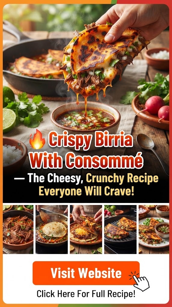 🔥 Crispy Birria Quesadillas With Consommé — The Cheesy, Crunchy Recipe Everyone Will Crave!