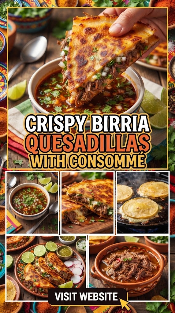 Crispy Birria Quesadillas With Consommé