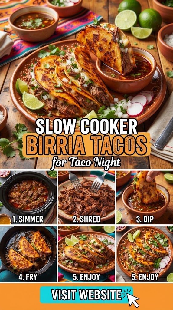 Slow Cooker Birria Tacos for Taco Night